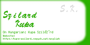 szilard kupa business card